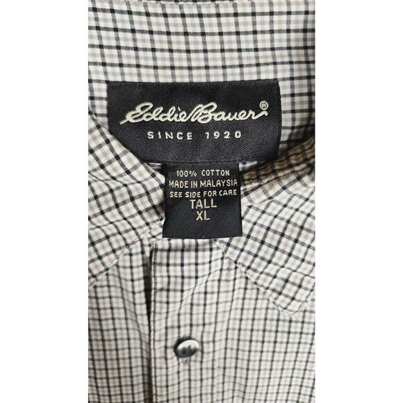 Eddie Bauer plaid check Long Sleeve button up shirt top XL Tall - Picture 5 of 6